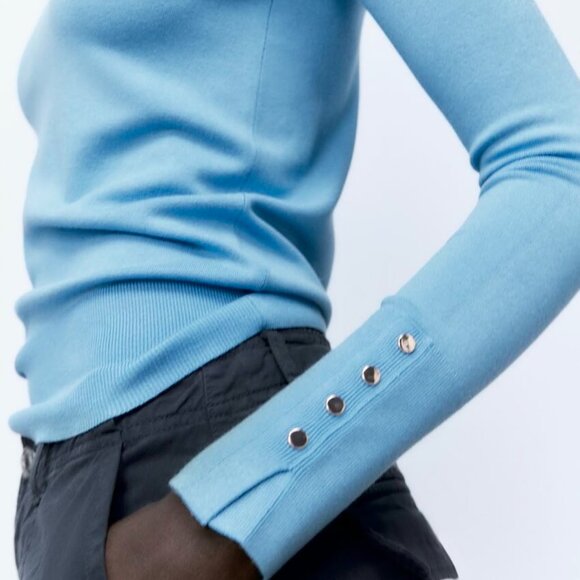 Zara Basic Knit Sweater Blue - Picture 4 of 6